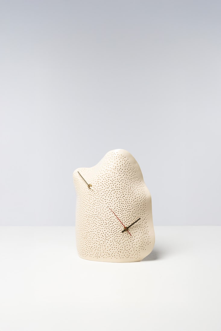 Christian Ghion (born in 1958) Clock - Model ‘Temps dresse’ Glazed ceramic Granville: Christian Ghion (born in 1958)Clock - Model ‘Temps dresse’Glazed ceramicGranville Gallery editionSigned and dated on the backModel created in 2008H 32.5 x W 24.5 x D 9 cmBibliography: Cata