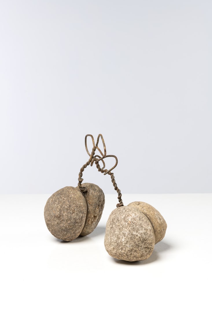 x Lee Seung-taek (born 1932) Tied Stone, 1963: x Lee Seung-taek (born 1932)Tied Stone, 1963Stones and metal threadsSigned and dated beneath the base25 × 20 × 15 cmProvenance: Purchased from the artist by the current owner