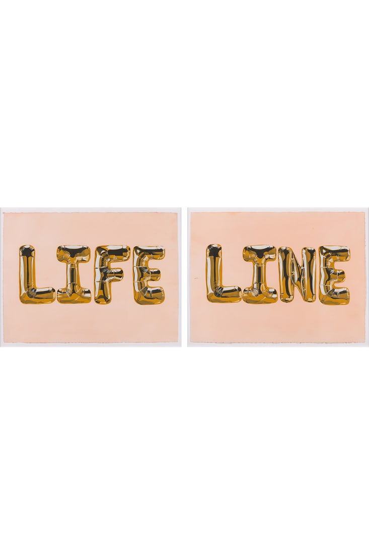 x Joel Mesler (born 1974) Untitled (Life Line), 2022: x Joel Mesler (born 1974)Untitled (Life Line), 2022 Pigment on paper55,9 × 76,2 cm (each)55,9 ×152,4 cm (set)