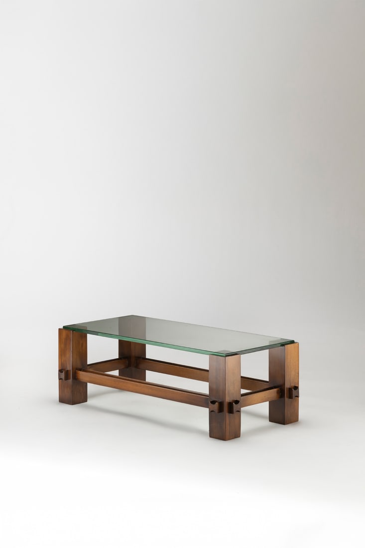 Fontana Arte (XXth century) Coffee table - '2461' Model Wood and glass Fontana Arte edition Model: Fontana Arte (XXth century)Coffee table - '2461' ModelWood and glassFontana Arte editionModel created in 1968H 33 × W 97 × D 45 cm