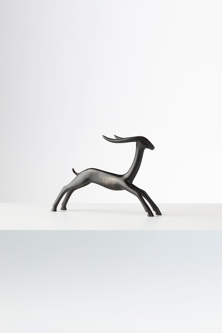 Riccardo Scarpa (1905–1999) Sculpture - 'Gazelle' Model N°8/8 Bronze Incised signature: Riccardo Scarpa (1905–1999)Sculpture - 'Gazelle' ModelN°8/8BronzeIncised signature 'Scarpa' and numbered '8/8' on a rear legModel created circa 1938H 15 × W 22.5 × D 5 cm
