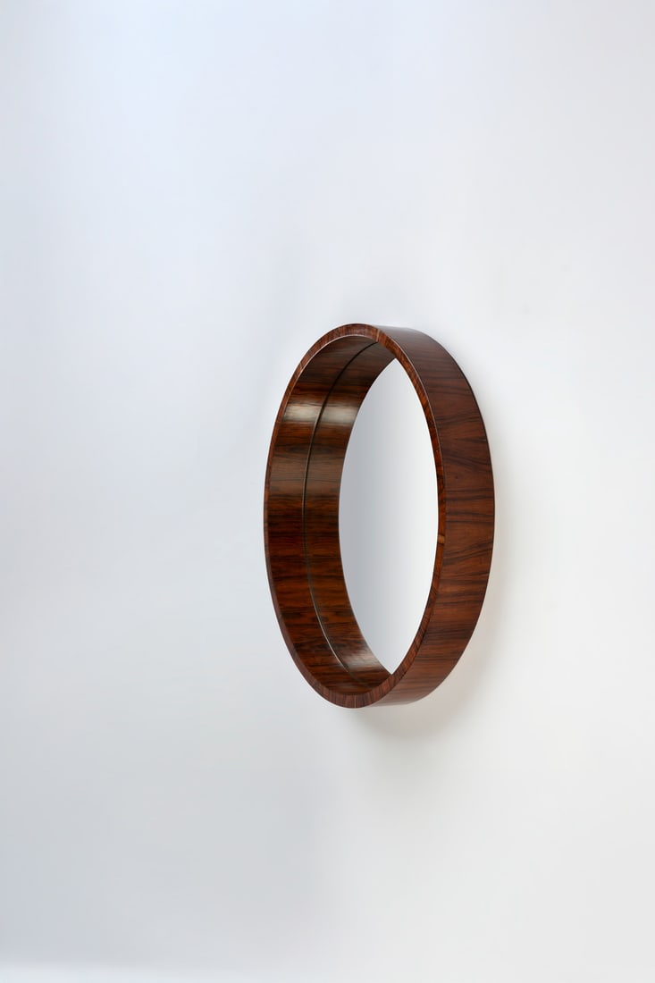 Brazilian work (XXth century) Mirror Walnut and mirror Model created circa 1960 H 93 × Ø: Brazilian work (XXth century)MirrorWalnut and mirrorModel created circa 1960H 93 × Ø 12 cm