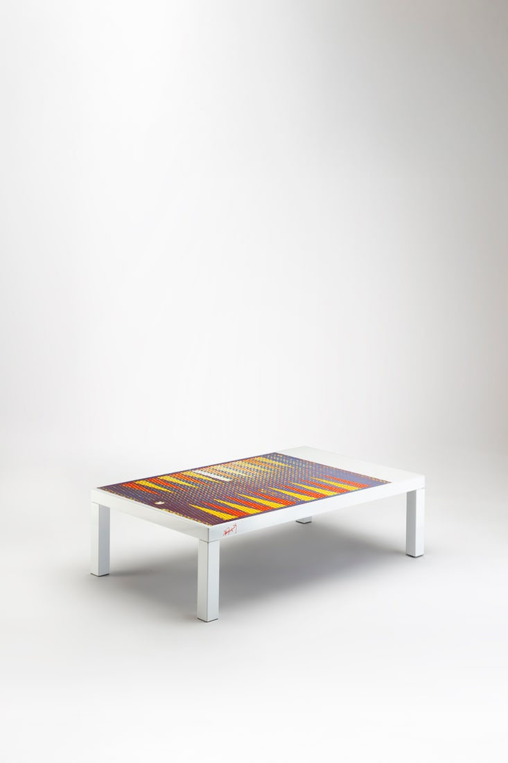 Alain Jacquet (1939–2008) Coffee table - 'Pointillisme' Model Manufactured by Mobilier: Alain Jacquet (1939–2008)Coffee table - 'Pointillisme' ModelManufactured by Mobilier Modulaire ModerneSigned 'Alain Jacquet' on one side and bearing the 'Atelier A' mark on the reverseModel crea