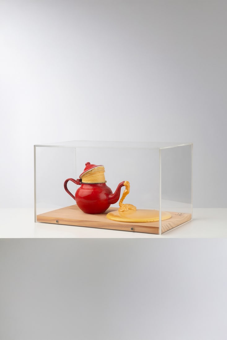 César (1921–1998) Expansion théière, 1970 Red enamelled metal, polyurethane: César (1921–1998)Expansion théière, 1970Red enamelled metal, polyurethane foam, wooden base in a plexiglass caseSigned in ink on the baseEdition of 45 copiesH 20 × W 36 ×