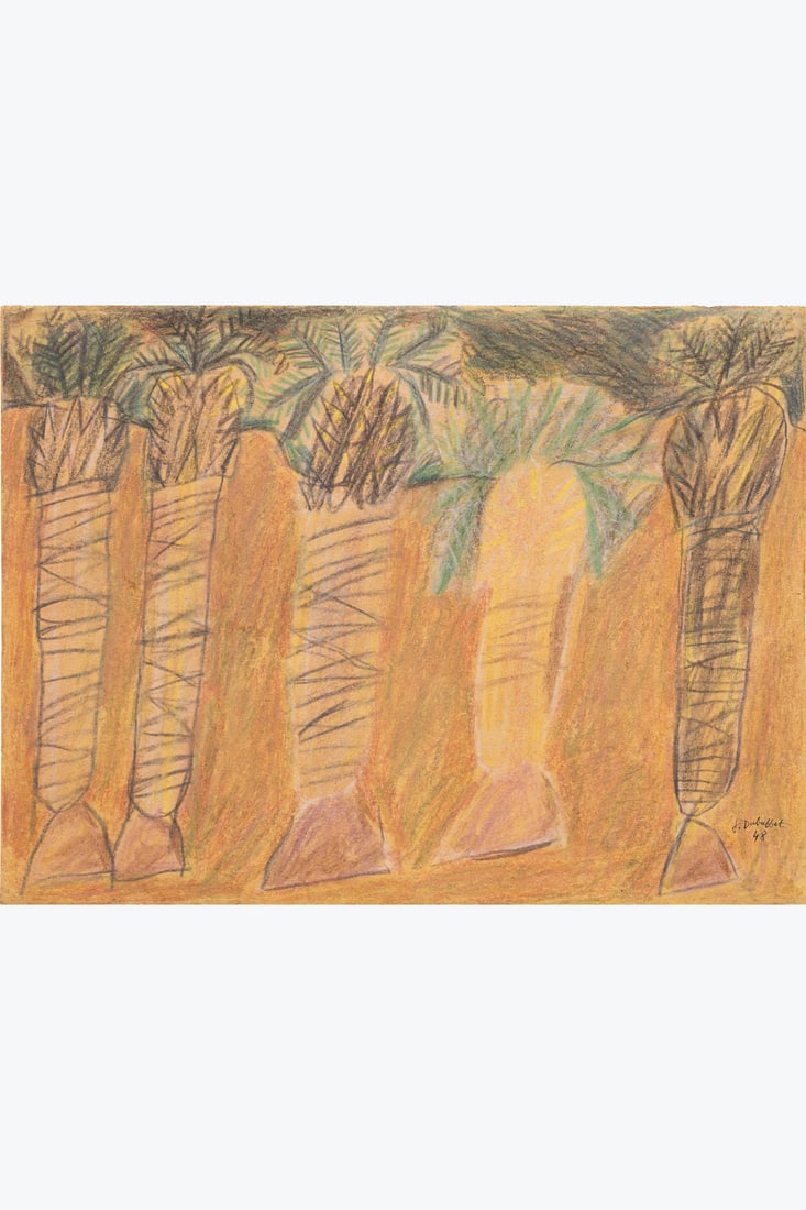 x Jean Dubuffet (1901-1985) Five Palms, 1948 Bold pastels of colors, colored pencils and graphite on (1 of 1)
