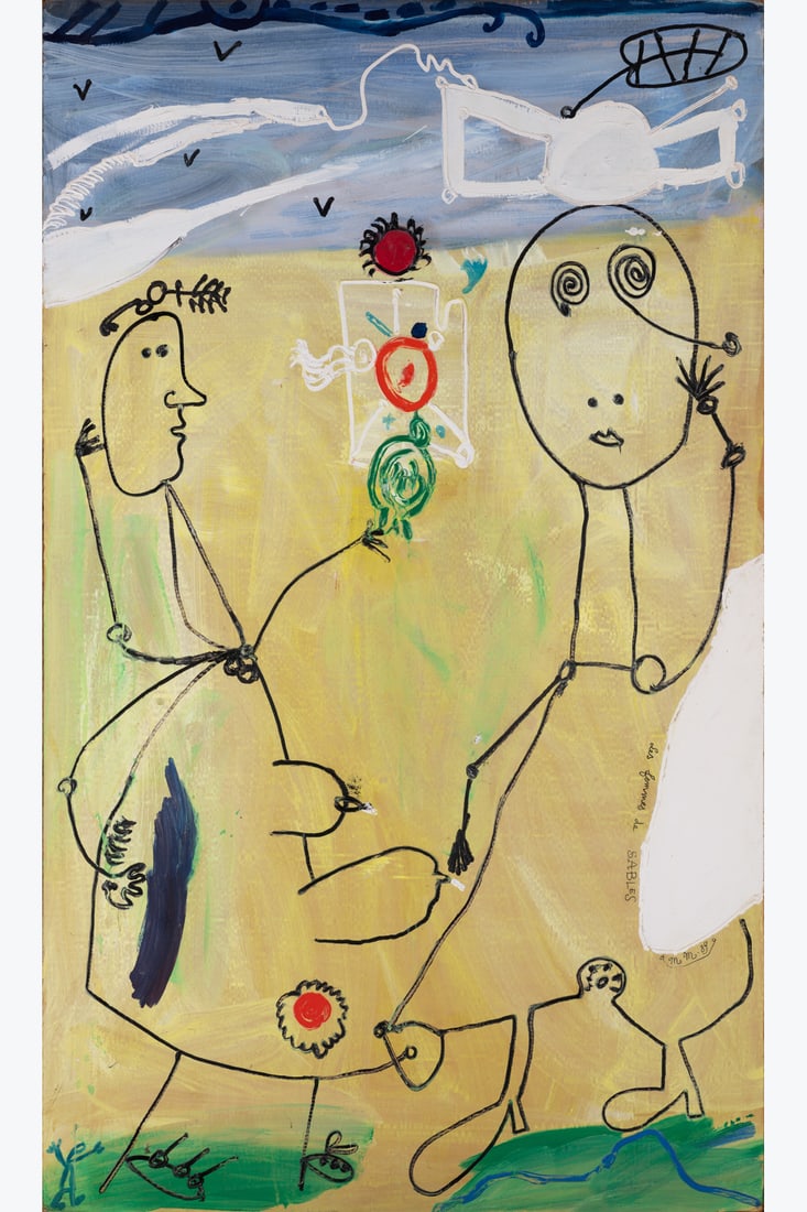 Michel Macréau (1935-1995) Les femmes de sables, 1989 Acrylic on cardboard Signed with: Michel Macréau (1935-1995)Les femmes de sables, 1989Acrylic on cardboardSigned with initials, dated and titled lower right206 x 127 cmProvenance: Private collection, AngersExhibition: Angers, Grand T