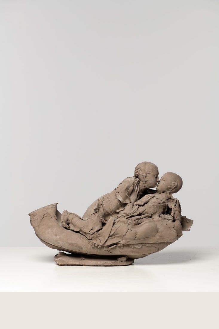 Georges Jeanclos (1933-1997) Couple, 1994 Terracotta Signed and dated on the left side 32 x 48 x 19 (1 of 2)