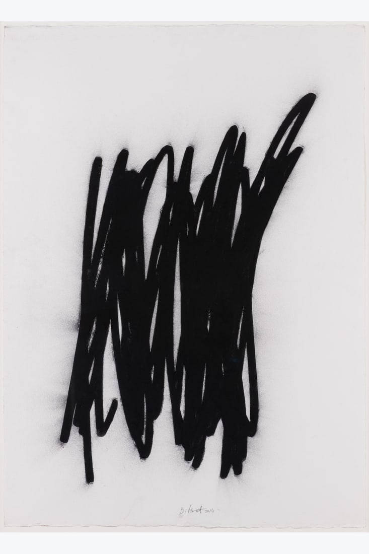 Bernar Venet (born in 1941) Grib, 2014 Charcoal and collage on paper Signed and dated bottom center: Bernar Venet (born in 1941)Grib, 2014Charcoal and collage on paperSigned and dated bottom center106 x 76 cmProvenance:- Acquired directly from the artist by the current owner- Private Collection, Pari