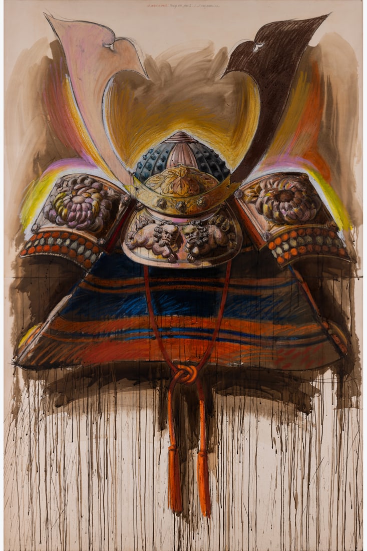 xx Gerard Titus-Carmel (born 1942) Le Casque de Nikko: xx Gerard Titus-Carmel (born 1942)Le Casque de Nikko. Triangle d'été II, 1983India ink and colored oil pastels on paper laid down on canvasSigned, dated, and titled top center244 x 160 cmPro