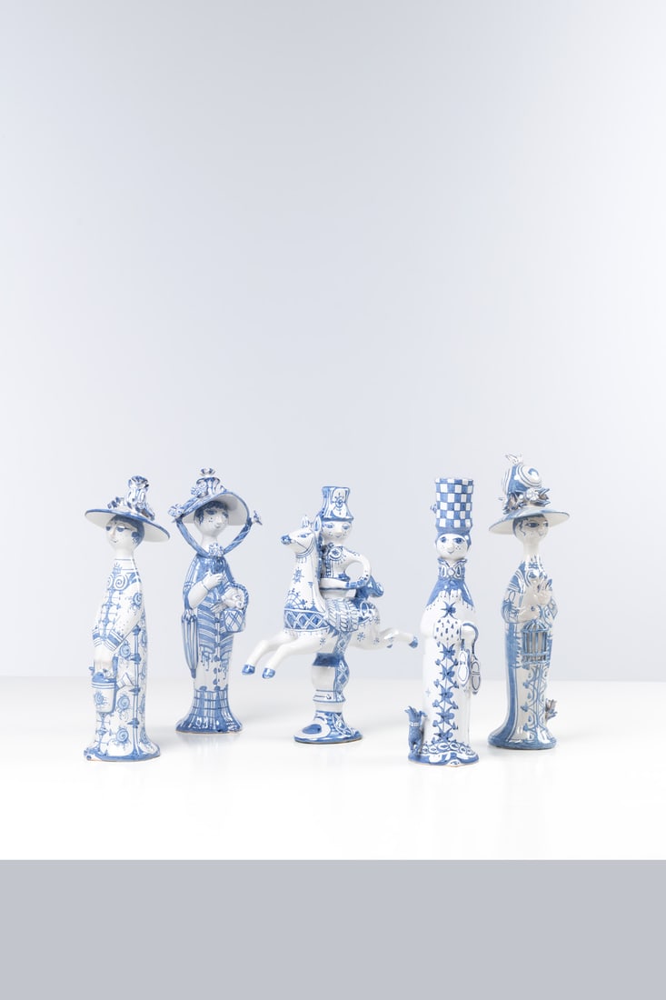 Bjørn Wiinblad (1918-2006) Set of four sculptures and a candlestick (1 of 1)