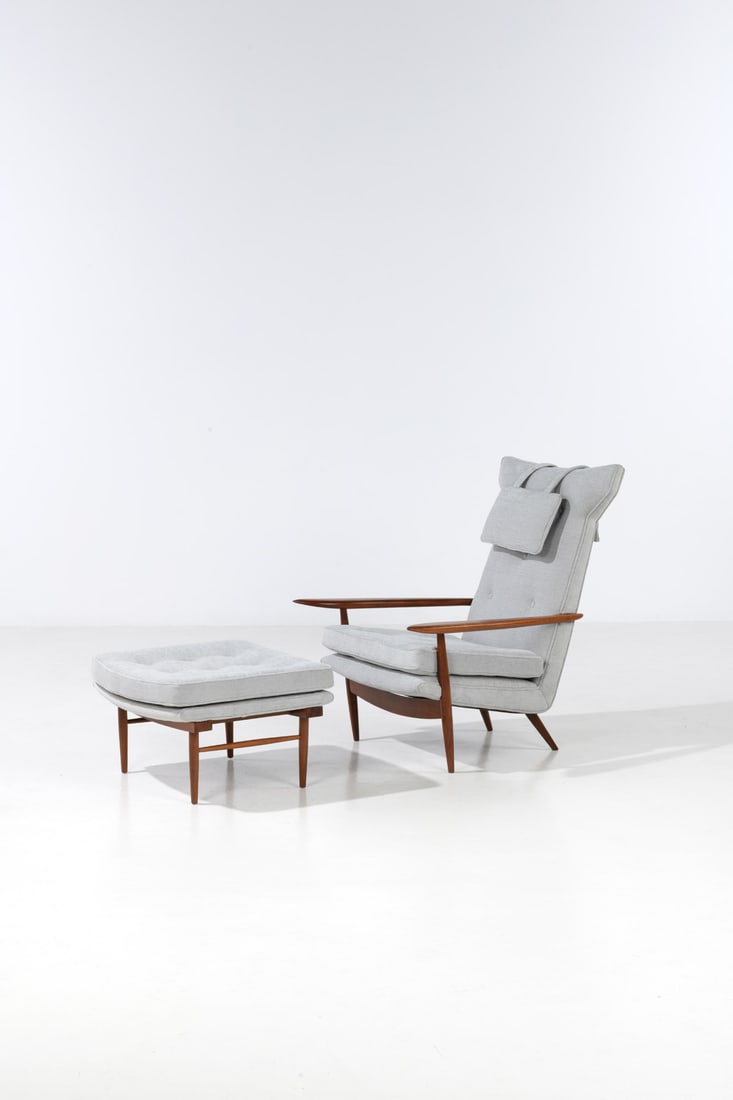 x George Nakashima (1905-1990) Armchair and footrest - ‘Origins’ series (1 of 2)
