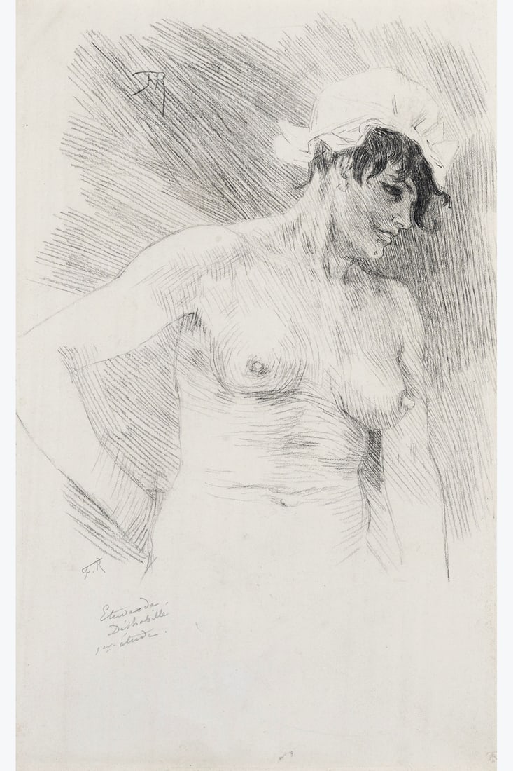xx Félicien Rops (1833-1898) Etude de déshabillé - 1ère étude Pencil on (1 of 1)