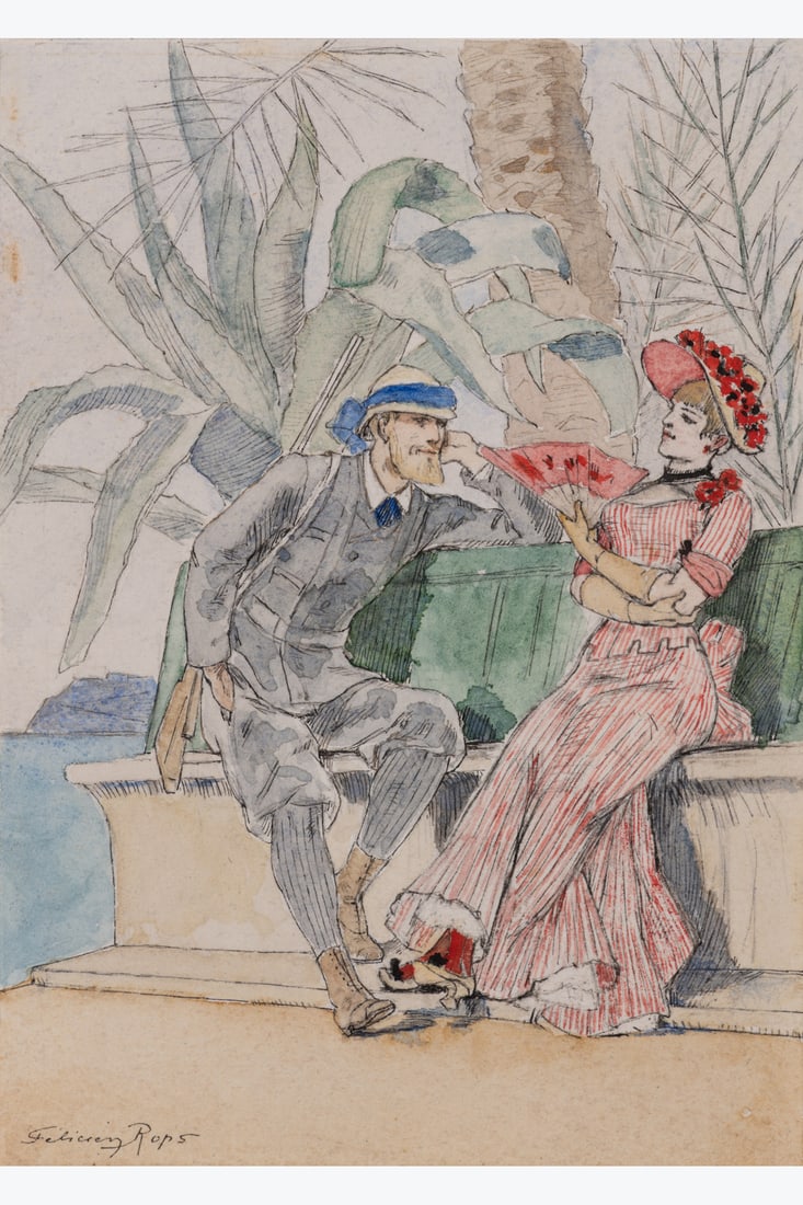 xx Félicien Rops (1833-1898) Carnet mondain - mars, 1883 Watercolour and Indian ink on paper: xx Félicien Rops (1833-1898) Carnet mondain - mars, 1883 Watercolour and Indian ink on paper Signed lower left 13.5 x 10 cm