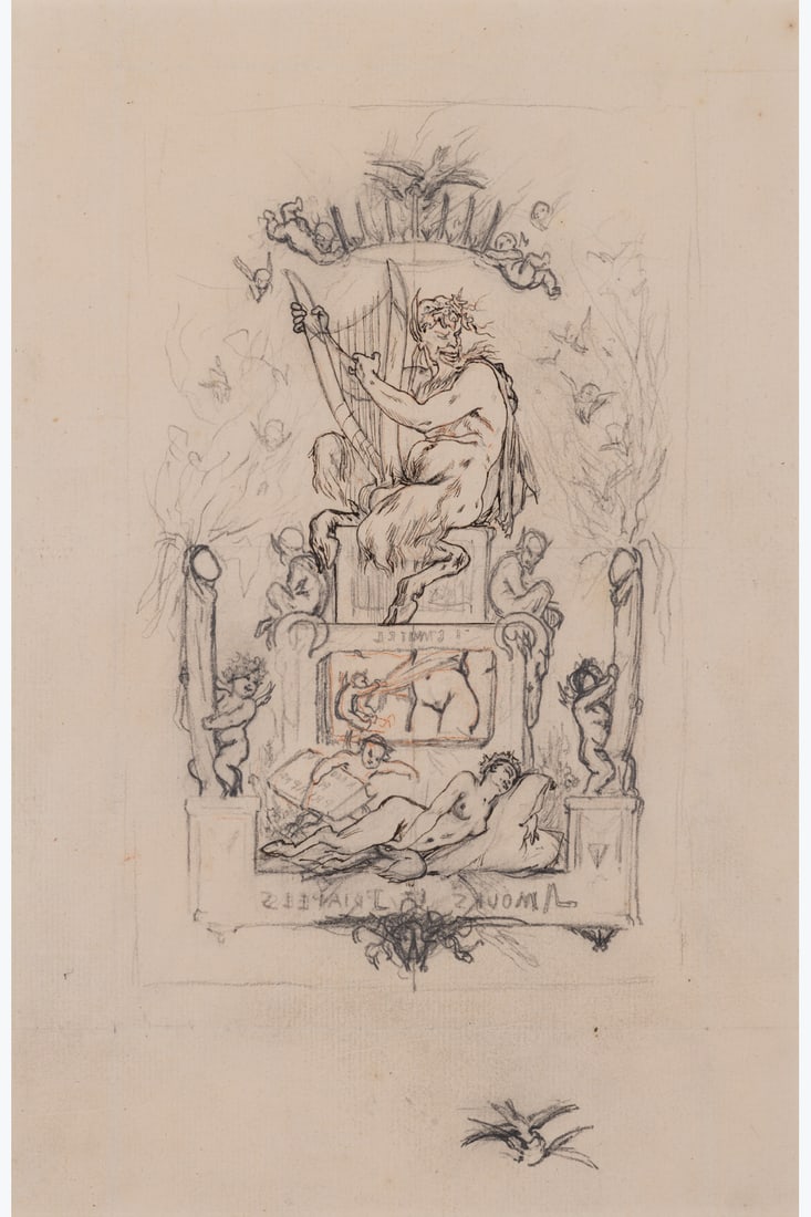 xx Félicien Rops (1833-1898) Amour et Priapées, 1869 Indian ink, red chalk and pencil on: xx Félicien Rops (1833-1898) Amour et Priapées, 1869 Indian ink, red chalk and pencil on paper 25 x 17 cm
