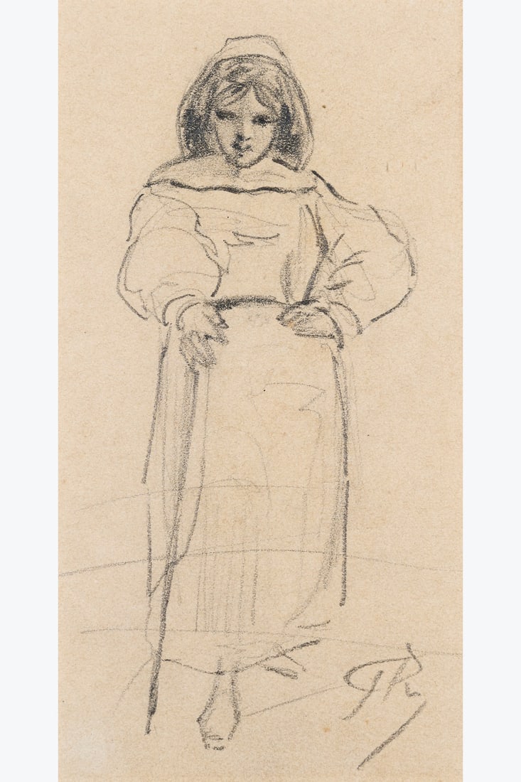 xx Félicien Rops (1833-1898) Femme de face, la jambe droite posée en avant - La Bohé (1 of 1)