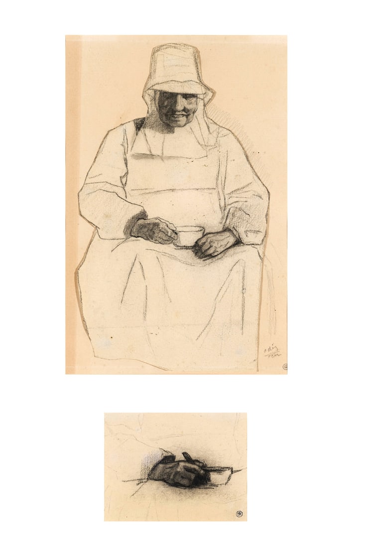 xx Félicien Rops (1833-1898) Set of two works : - Femme assise, de face, tenant un bol Set of (1 of 1)