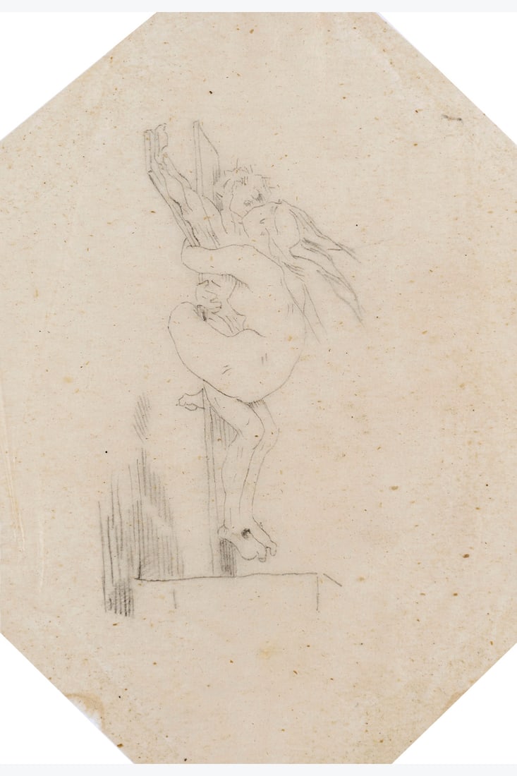 xx Félicien Rops (1833-1898) Thérèse philosophe, 1868 Pencil on cut-out paper 10 x 7 (1 of 1)