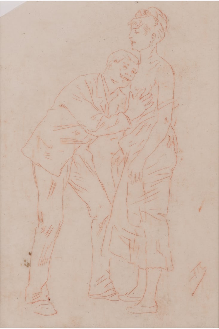 xx Félicien Rops (1833-1898) L'auscultation, 1888 Red chalk on paper Signed with initials (1 of 1)