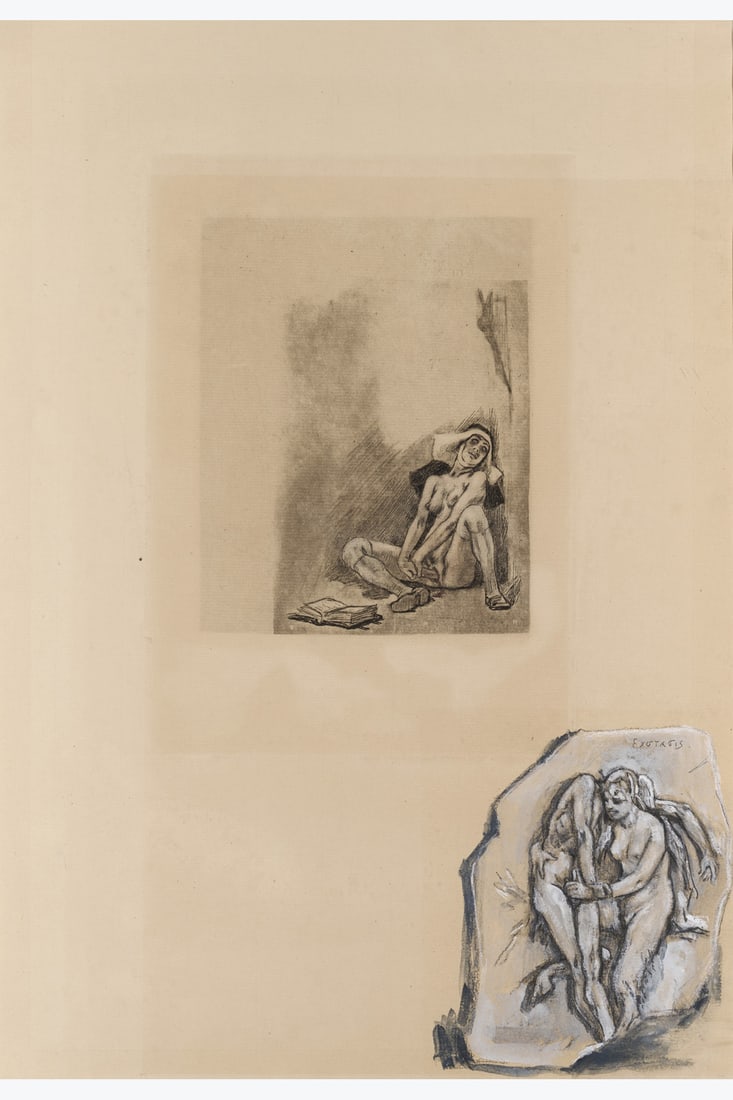 xx Félicien Rops (1833-1898) Sainte Thérèse, Extase Helio-engraving enhanced with (1 of 1)
