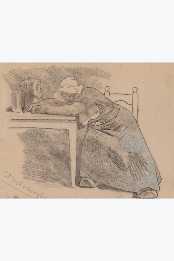 xx Félicien Rops (1833-1898) Dimanche en Flandre - Griserie flamande Pencil and coloured pencil (1 of 1)