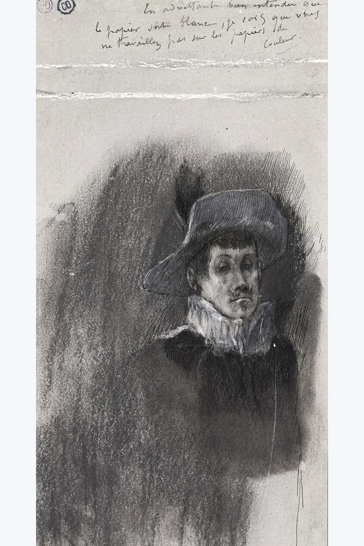 xx Félicien Rops (1833-1898) Adèle Dullé, 1858-1864 Charcoal on mounted paper Signed (1 of 1)
