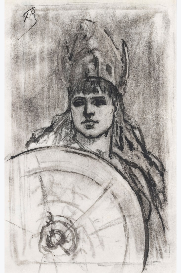 xx Félicien Rops (1833-1898) Pallas, 1874-1875 Indian ink and charcoal on paper Signed top left: xx Félicien Rops (1833-1898) Pallas, 1874-1875 Indian ink and charcoal on paper Signed top left 26 x 17 cm