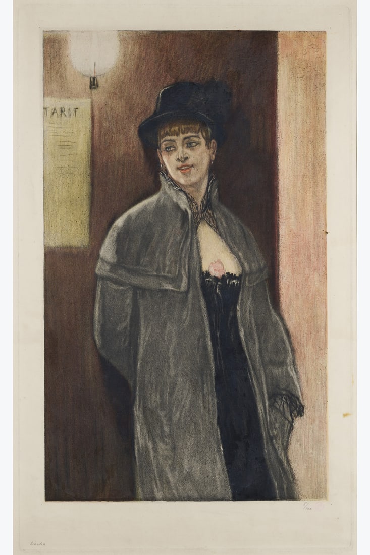 xx Félicien Rops (1833-1898) Dèche, 1882 Lithograph enhanced with watercolour Titled in (1 of 1)