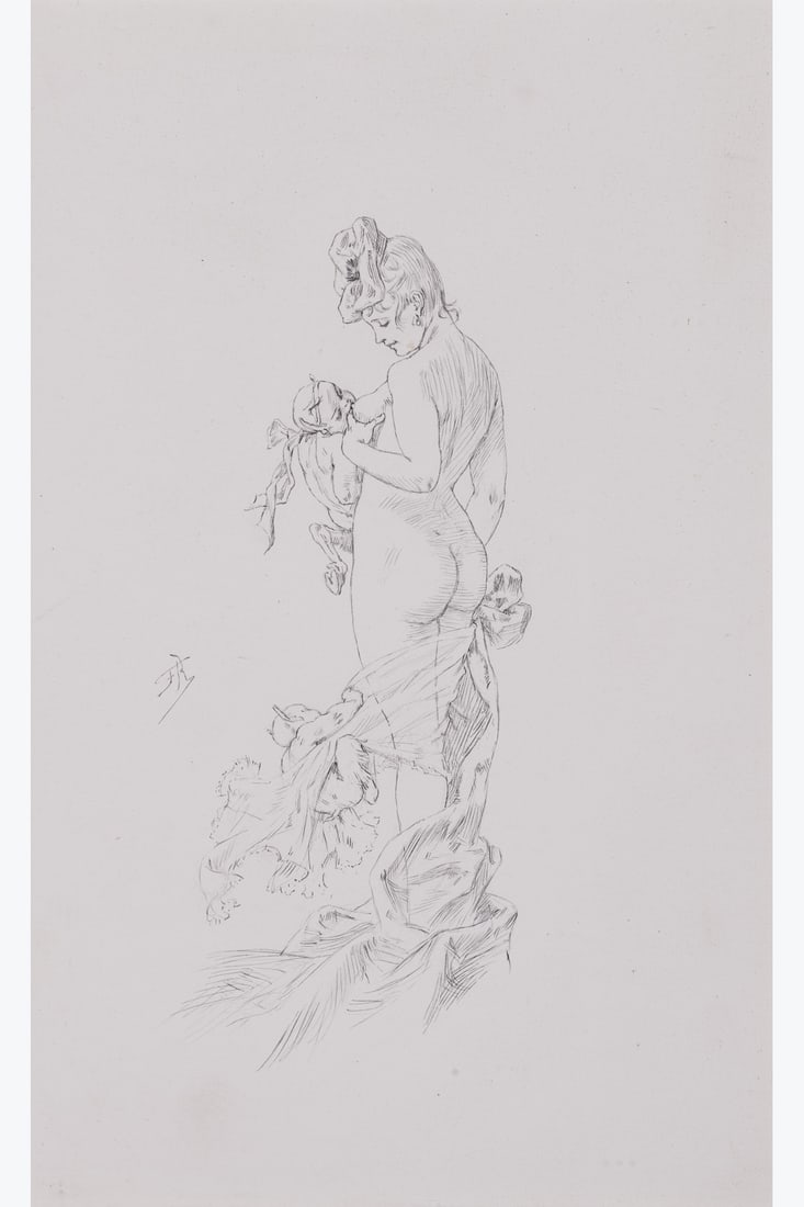 xx Félicien Rops (1833-1898) La nourrice au Satyrion Indian ink on paper Signed lower left 20: xx Félicien Rops (1833-1898) La nourrice au Satyrion Indian ink on paper Signed lower left 20.5 x 13 cm Provenance: Private collection, Belgium