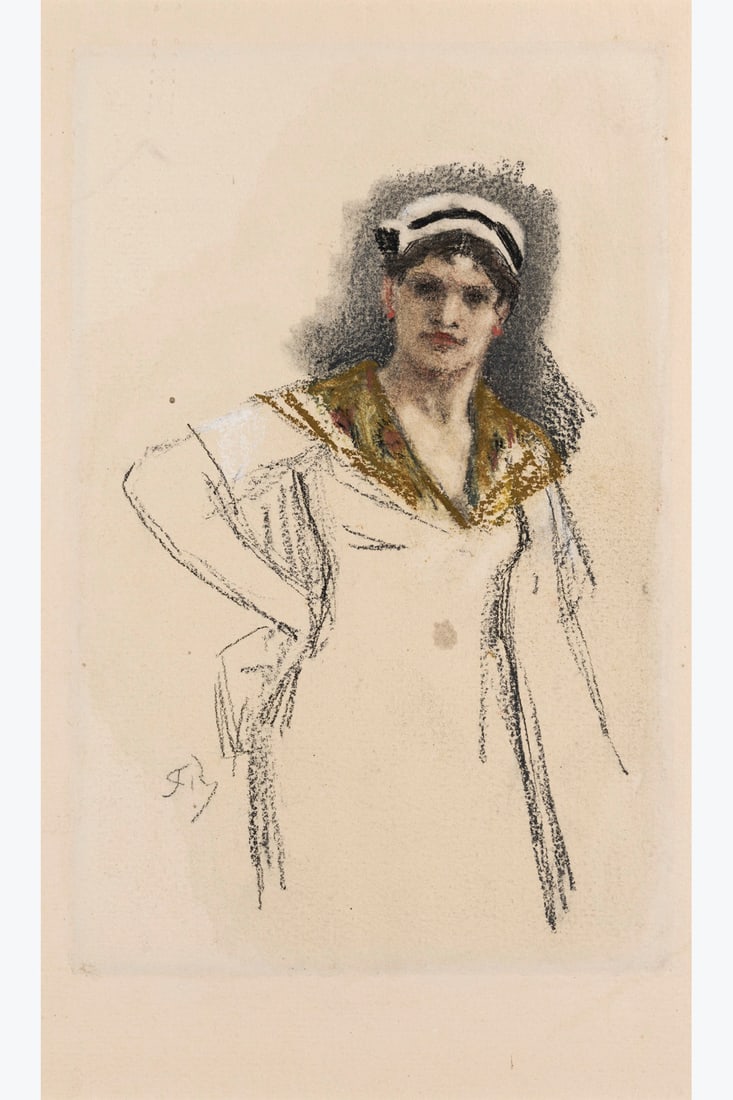 xx Félicien Rops (1833-1898) Paysanne hollandaise Mixed media on paper 22: xx Félicien Rops (1833-1898) Paysanne hollandaise Mixed media on paper 22.5 x 13 cm