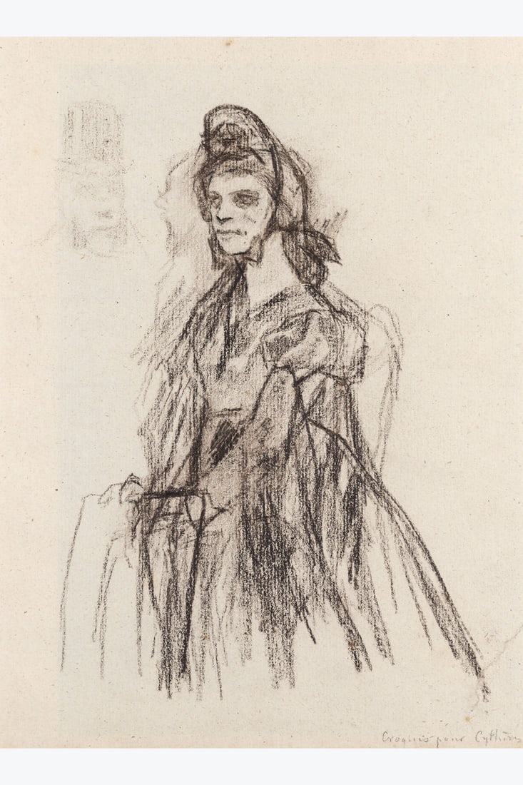 xx Félicien Rops (1833-1898) Adèle Dullé, 1858-1863 Oil pastel on paper Inscribed: xx Félicien Rops (1833-1898) Adèle Dullé, 1858-1863 Oil pastel on paper Inscribed lower right A charcoal sketch on the reverse 23.5 x 17 cm