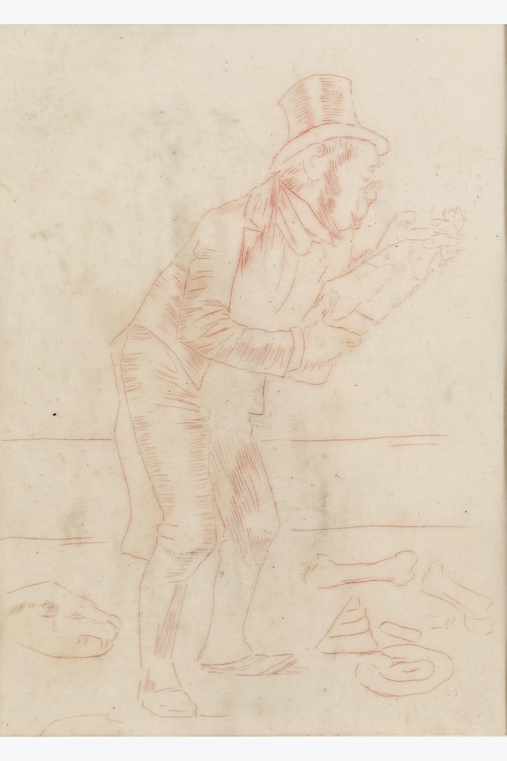xx Félicien Rops (1833-1898) "L'amateur de viande" d'après Louis Alphonse Gaitet Red chalk (1 of 1)