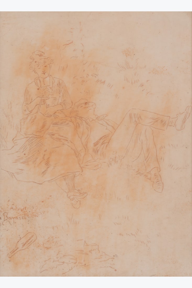 xx Félicien Rops (1833-1898) Le homard à la Copée, d'après Emile Bayard Red: xx Félicien Rops (1833-1898) Le homard à la Copée, d'après Emile Bayard Red chalk on paper Inscribed "Bayard" lower left 12.5 x 9 cm