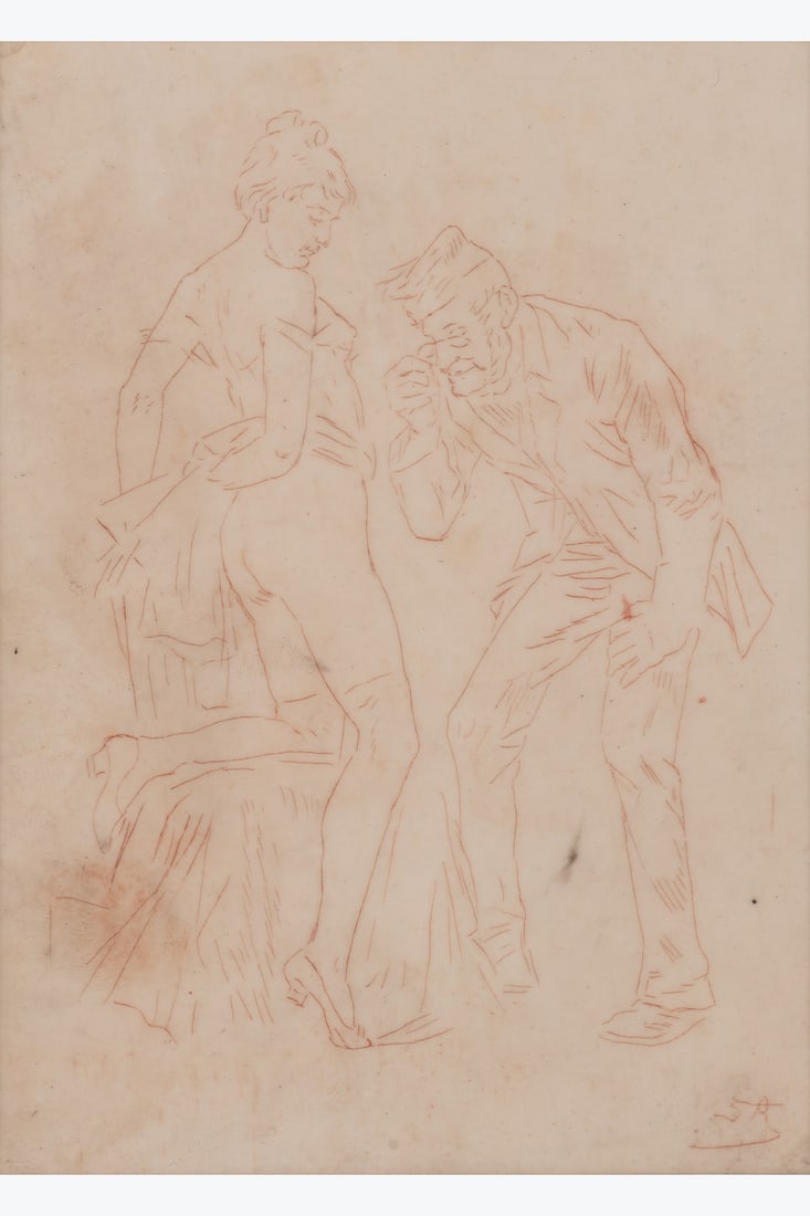xx Félicien Rops (1833-1898) Ecchymoses Red chalk on paper Signed lower right 12: xx Félicien Rops (1833-1898) Ecchymoses Red chalk on paper Signed lower right 12.5 x 9.5 cm