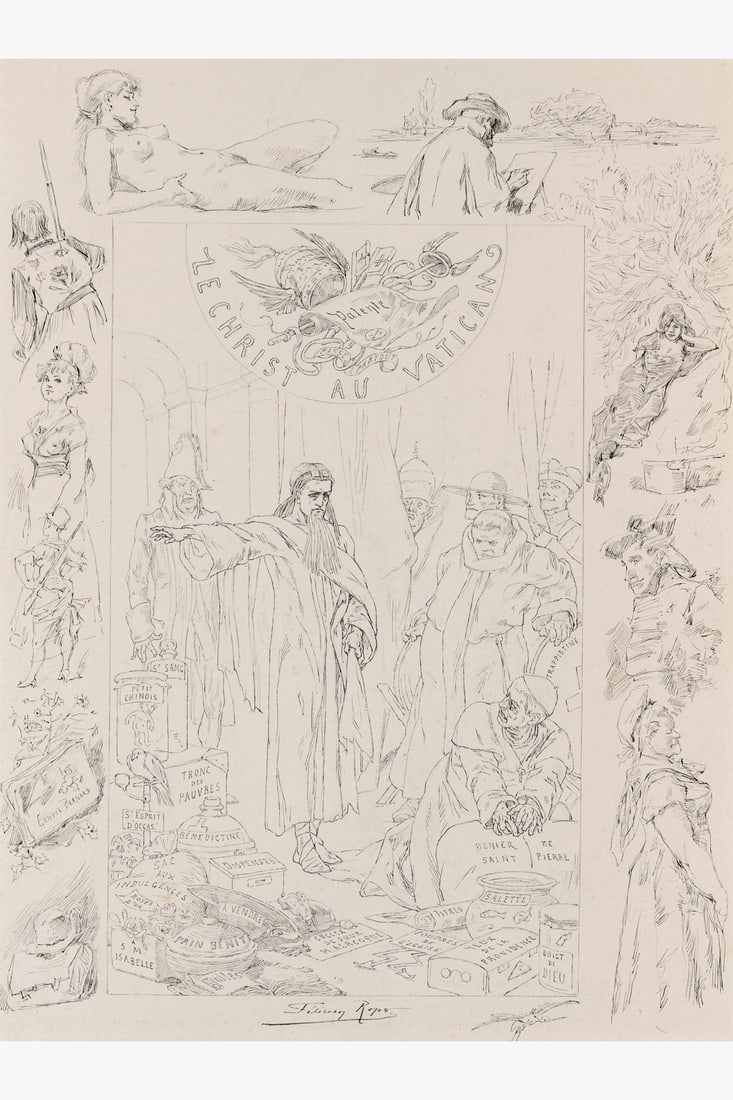 xx Félicien Rops (1833-1898) Le Christ au Vatican, 1880 Indian ink on paper Signed lower centre (1 of 1)
