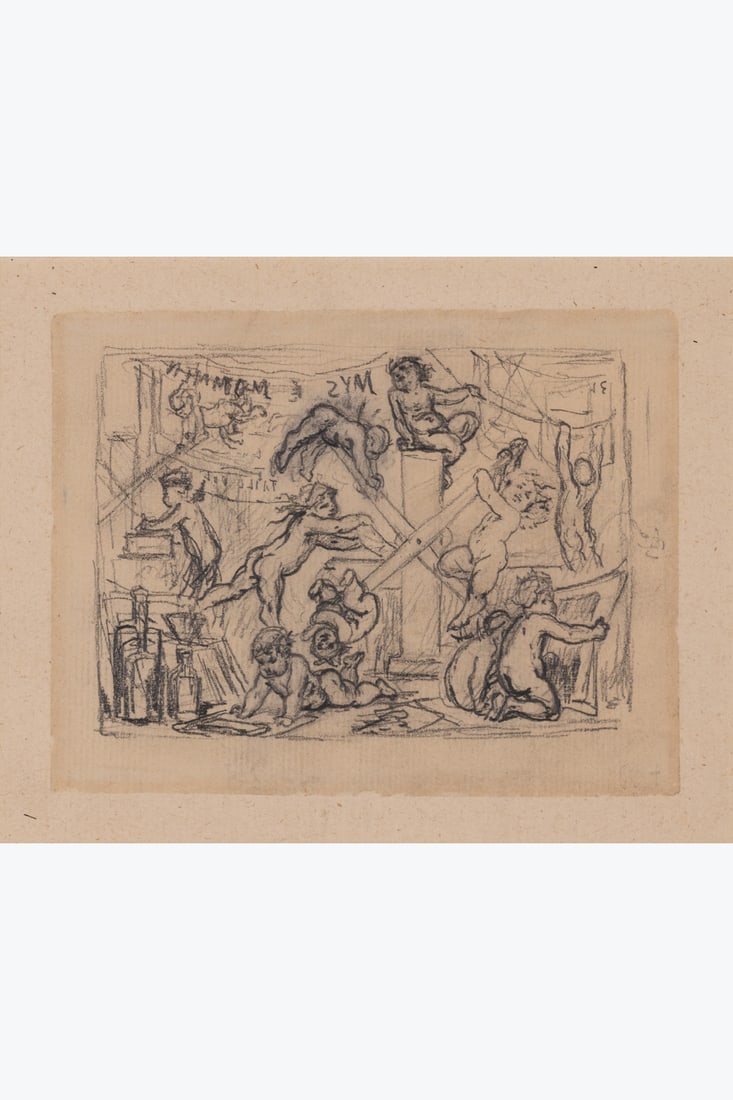 xx Félicien Rops (1833-1898) La Presse Pencil on paper 10 x 13 cm: xx Félicien Rops (1833-1898) La Presse Pencil on paper 10 x 13 cm