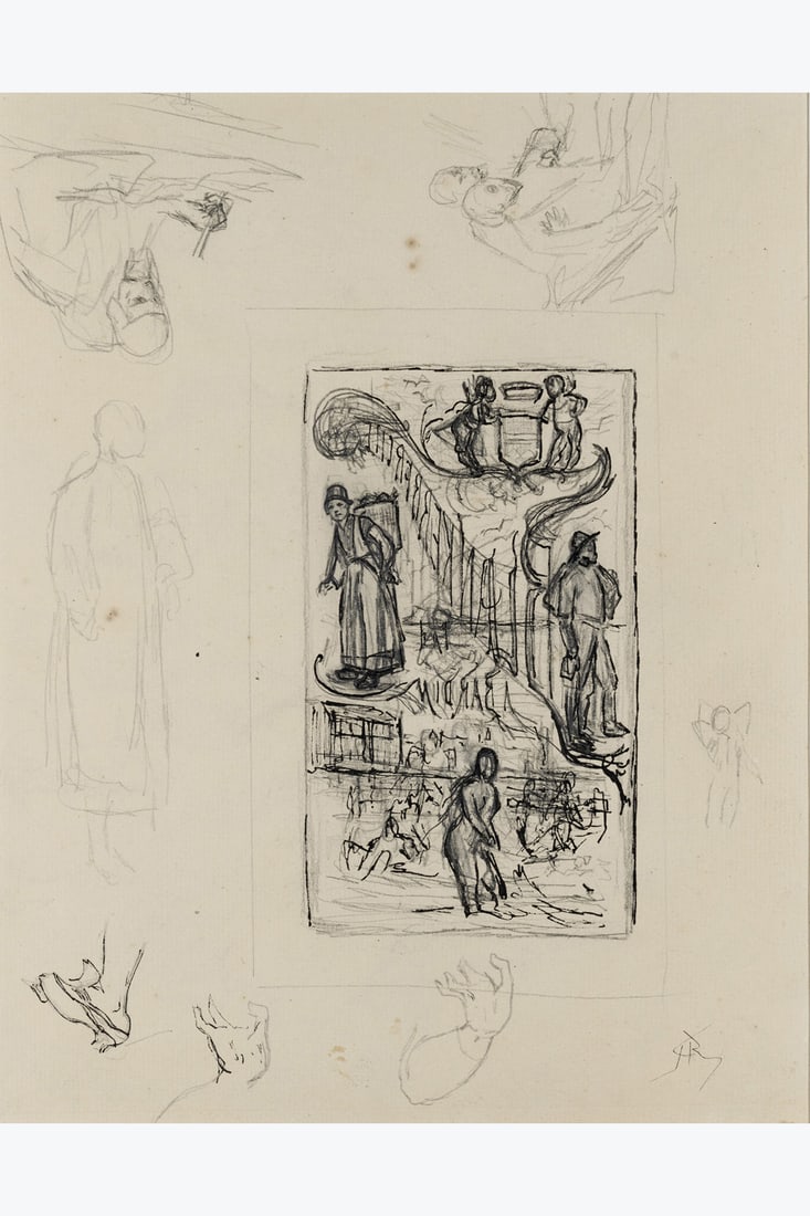 xx Félicien Rops (1833-1898) La plage de Blankenberghe, 1860 Indian ink and pencil on paper (1 of 1)