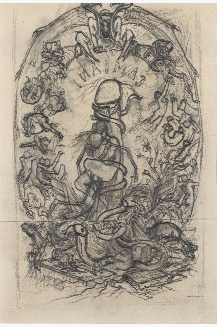 xx Félicien Rops (1833-1898) Gamiani, 1864 Pencil on collaged paper 15 x 10 cm Pencil sketch on (1 of 2)