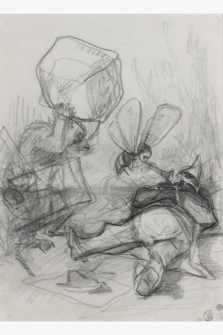xx Félicien Rops (1833-1898) La Comédie politique - L'ours et l'amateur de jardins, 1859 (1 of 1)