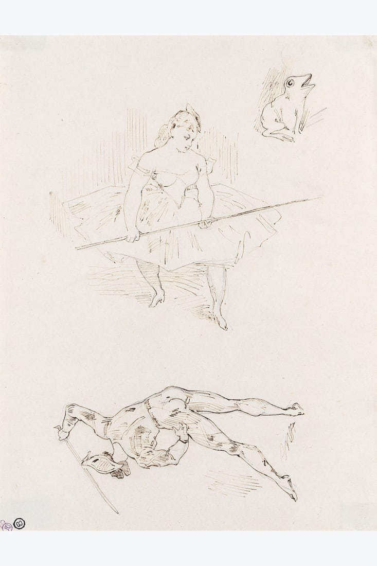 xx Félicien Rops (1833-1898) Saltimbanques Brown ink and pencil on paper 19 (1 of 1)
