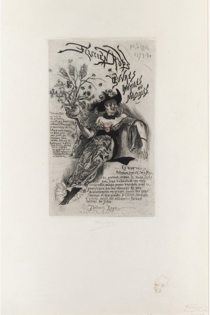 xx Félicien Rops (1833-1898) Frontispice des oeuvres inutiles ou nuisibles, 1879-1880 (1 of 1)
