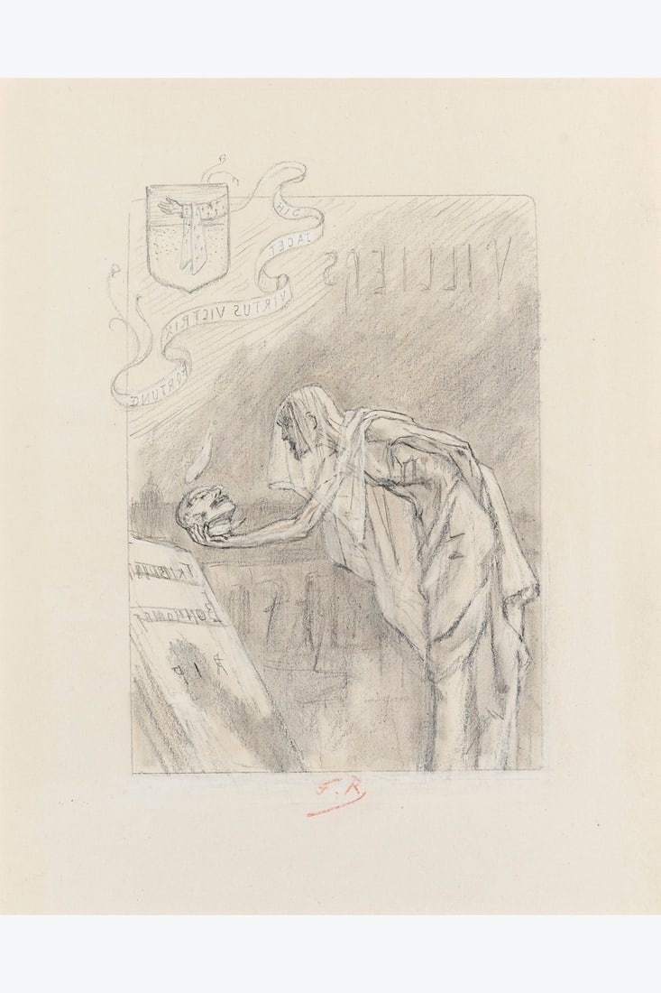 xx Félicien Rops (1833-1898) Chez les passants, 1890 White chalk and pencil on paper Signed (1 of 1)