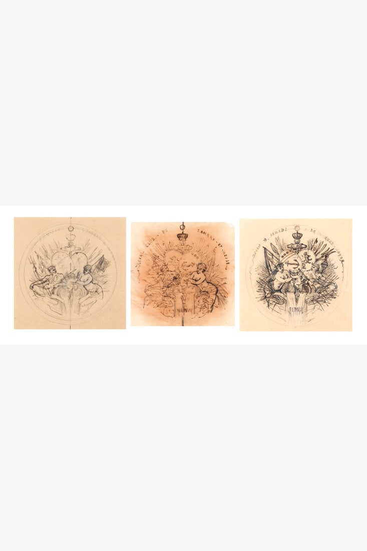 xx Félicien Rops (1833-1898) Royal Club de Sambre - et - Meuse Set of three works Indian ink, (1 of 1)