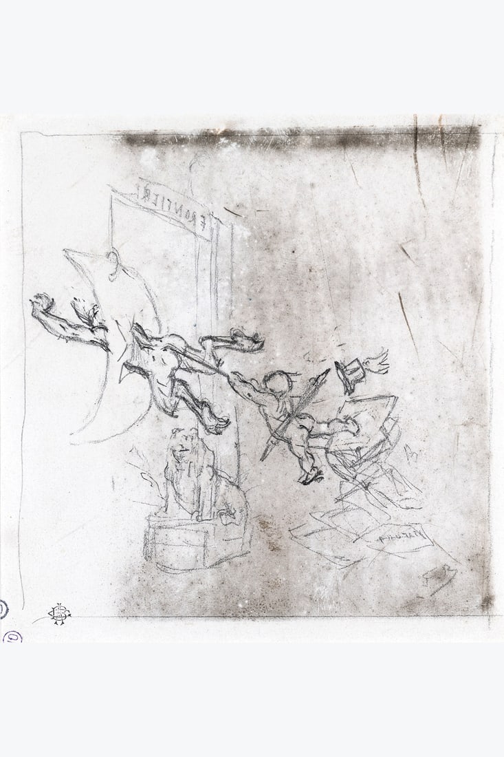 xx Félicien Rops (1833-1898) Frontière de Belgique Mixed media and pencil on paper Signed: xx Félicien Rops (1833-1898) Frontière de Belgique Mixed media and pencil on paper Signed lower right 11.6 x 11.4 cm