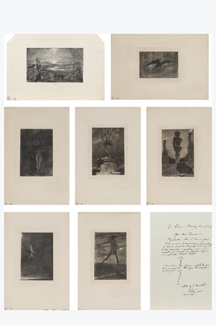 xx Félicien Rops (1833-1898) Les Sataniques 7 heliogravures: - The Monsters or Genesis Signed (1 of 9)