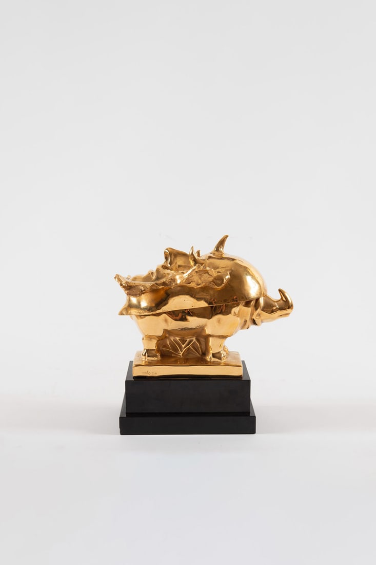 Salvador Dali (1904-1989) Masque Mortuaire de Napoléon sur un Rhinocéros Bronze with a (1 of 1)