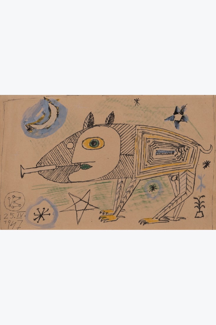 Victor Brauner (1903-1966) Sans titre, 25 avril 1947 Gouache, Indian ink and coloured pencil on (1 of 1)