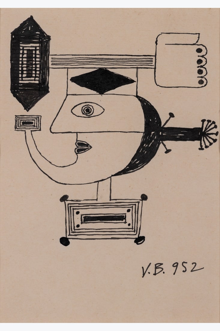 Victor Brauner (1903-1966) Sans titre, août 1952 Indian ink on paper Signed with initials and (1 of 1)
