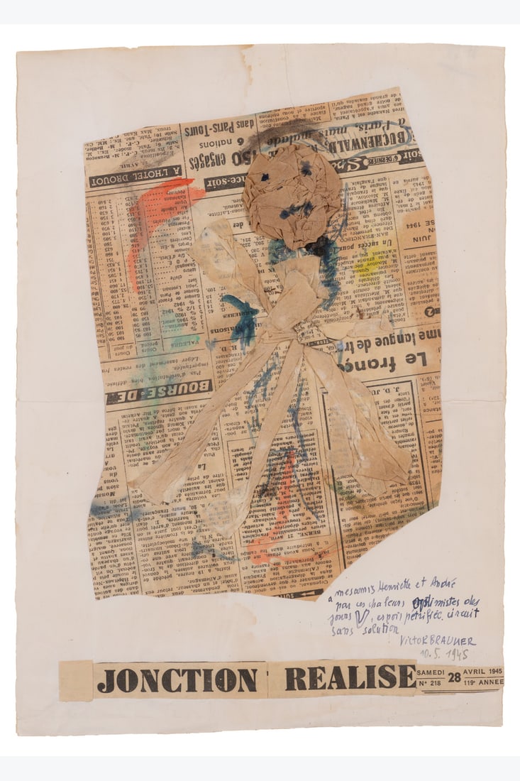 Victor Brauner (1903-1966) Jonction realise, 10 mai 1945 Mixed media and collage on paper Signed, (1 of 1)