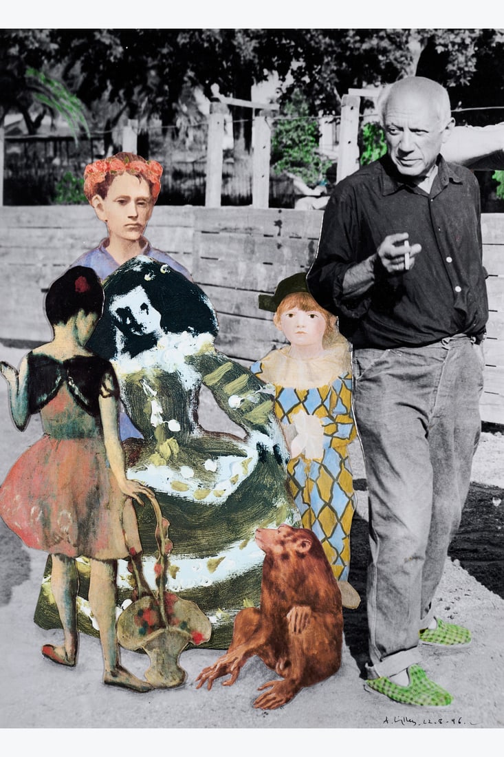 André Villers (1930-2016) Pablo Picasso, 22 août 1996 Silver print and collage Signed and (1 of 1)