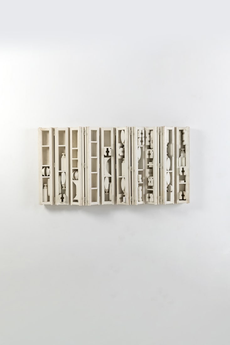 Louise Nevelson (1899-1988) Floating Cloud VIII, 1977 Painted wood and metal frame 77 x 152 x 19 cm: Louise Nevelson (1899-1988) Floating Cloud VIII, 1977 Painted wood and metal frame 77 x 152 x 19 cm Provenance: - Pace Gallery, New York - New York sale, Christie?s, 22 May 1996, lot 35 - Acquired
